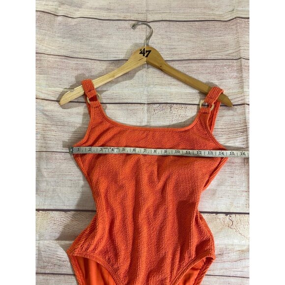 Michael Michael Kors women's Orange One Piece Textured Swimsuit - 6 - Picture 7 of 12